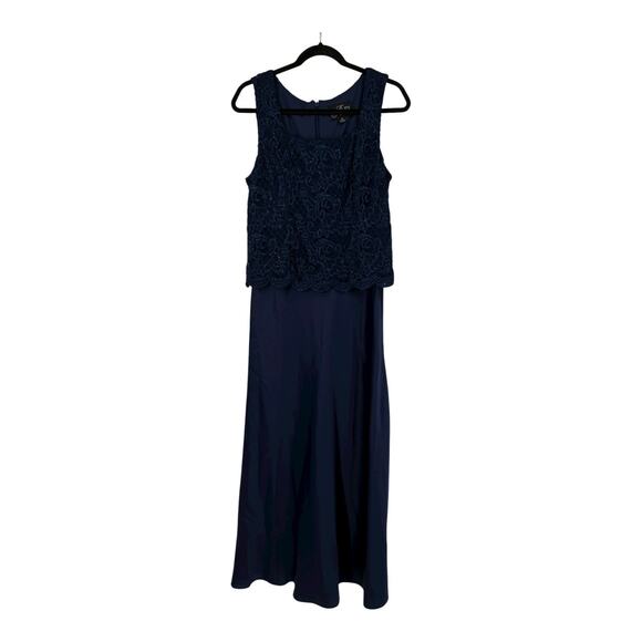 Alex Evenings scallop trimmed bodice laced dress blue size 10 - Picture 1 of 5